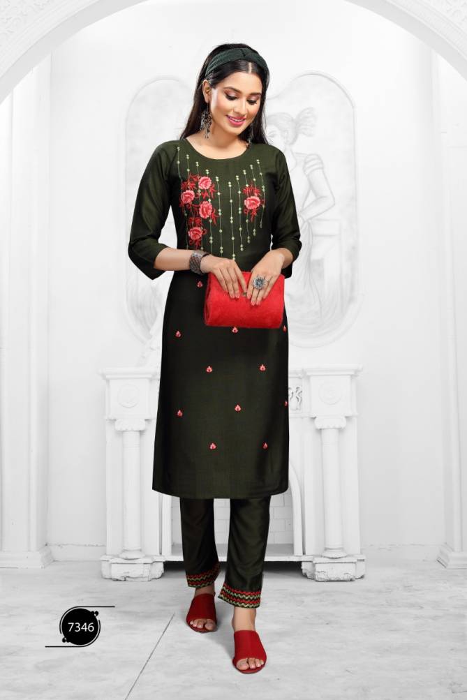 Fashion Talk Roohi Fancy Designer Style Casual Wear Rayon Kurtis With Bottom Collection 